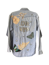 ‘Love Wins’ Patchwork Denim Shirt M/L