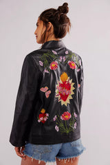 Juliette Embroidered 100% Leather Jacket