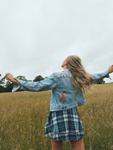 Vintage Bloom Embroidered Denim Jacket - X-Small