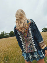 Midnight Dreamer Embellished Denim Jacket - Medium