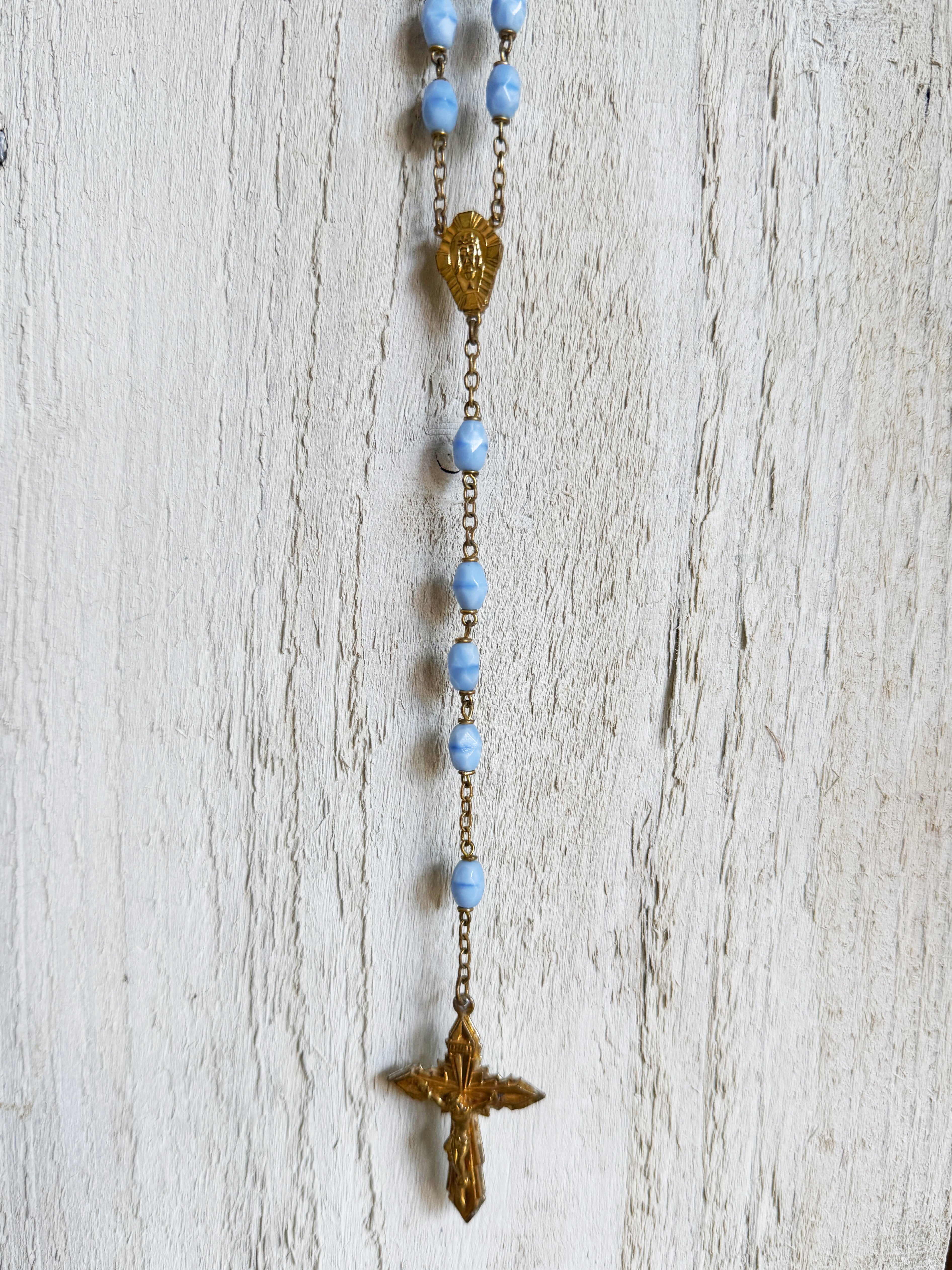 Sky Blue Rosary Necklace