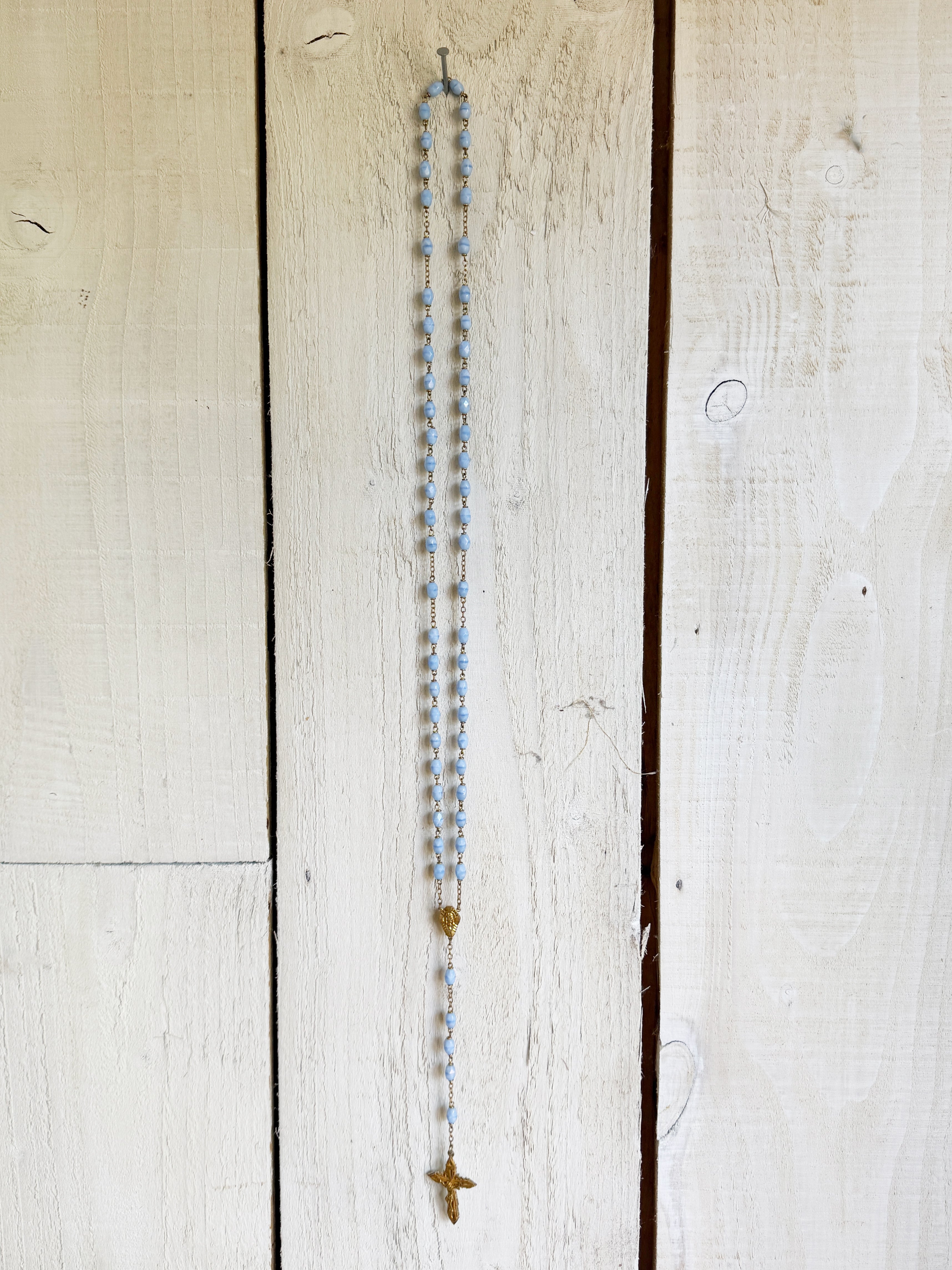 Sky Blue Rosary Necklace
