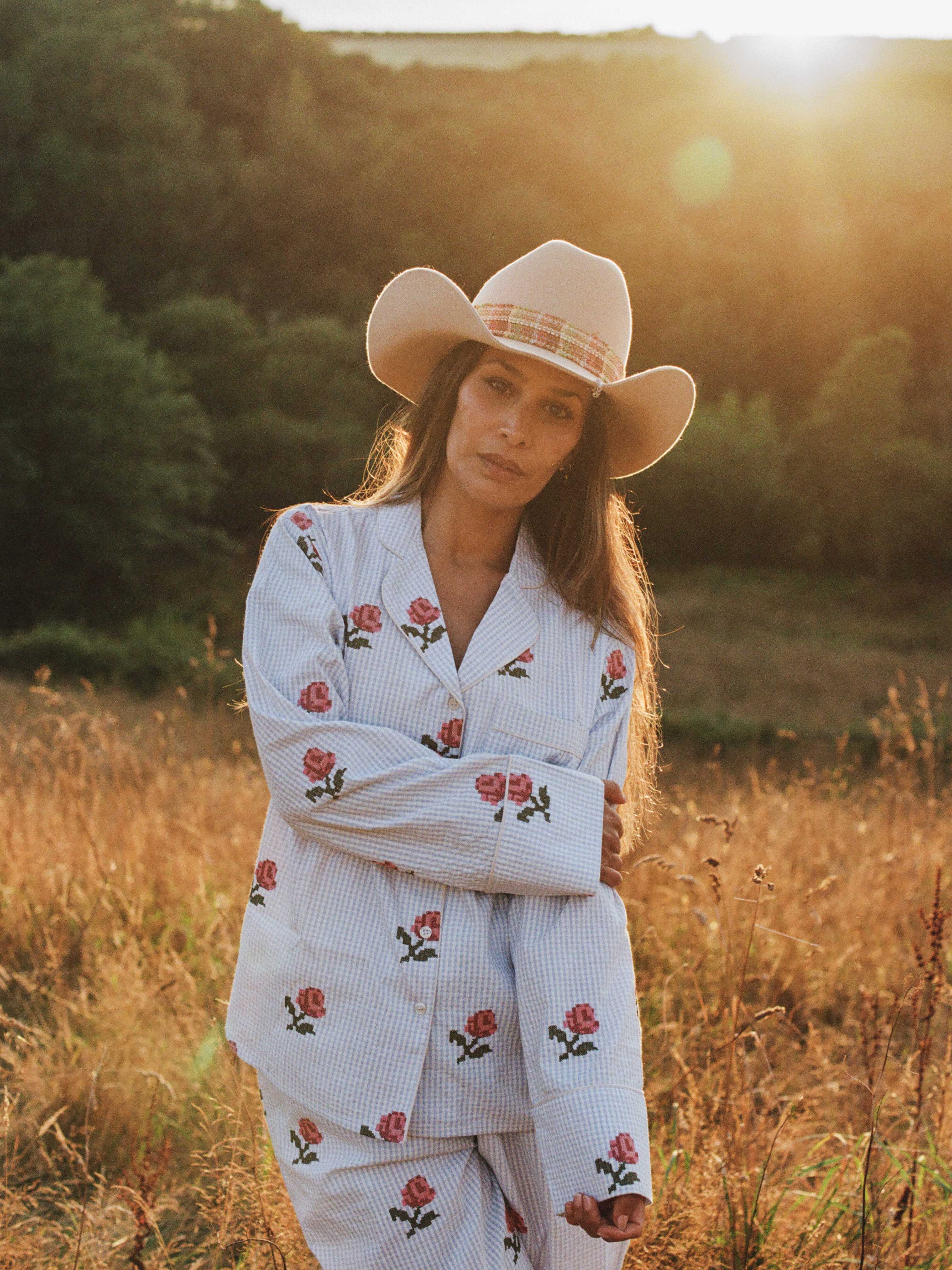 English Rose Embroidered Gingham Pyjamas