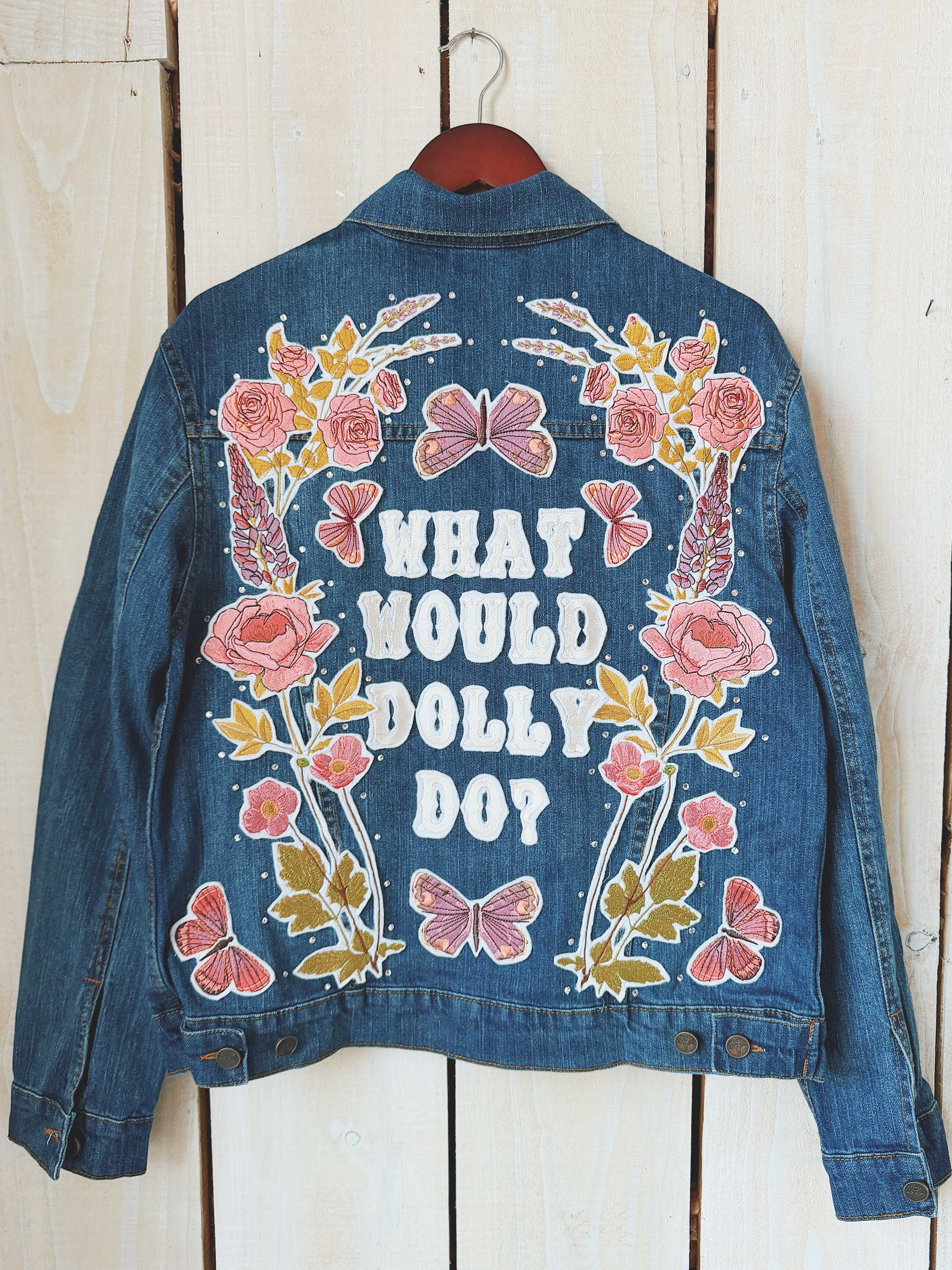 'What Would Dolly Do?' Embroidered Denim Jacket