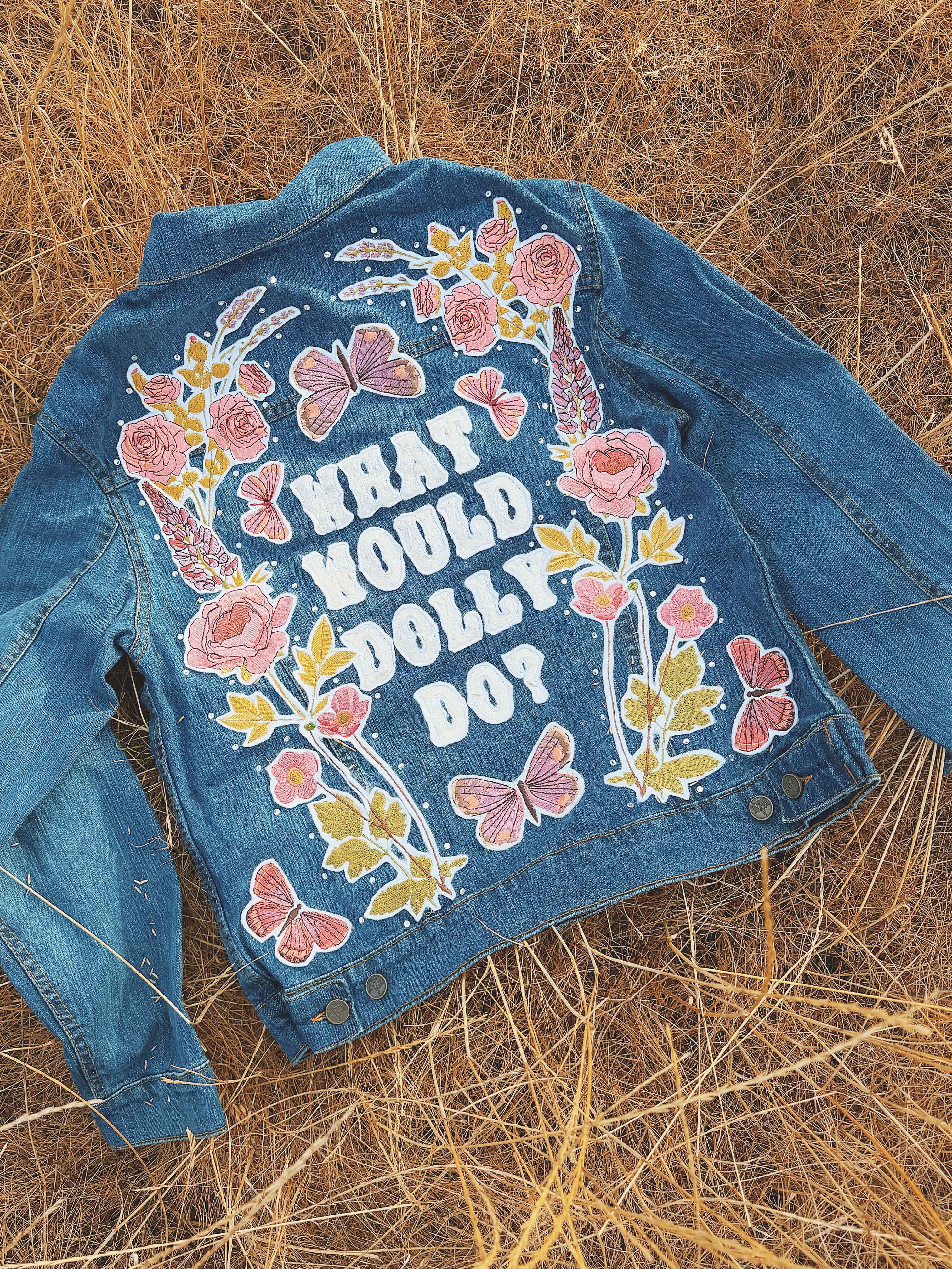'What Would Dolly Do?' Embroidered Denim Jacket