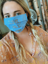 'Love Will Win' Embroidered Cotton Face Mask