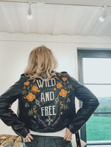 'Wild and Free' Embroidered Vegan Leather - M/L