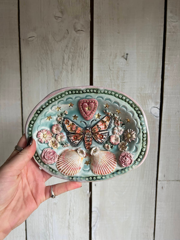 Floral Moth Trinket Dish