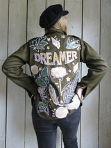 'Dreamer' Embroidered Khaki Jacket