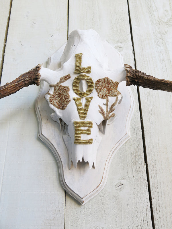 Beaded 'Love' Moose Skull