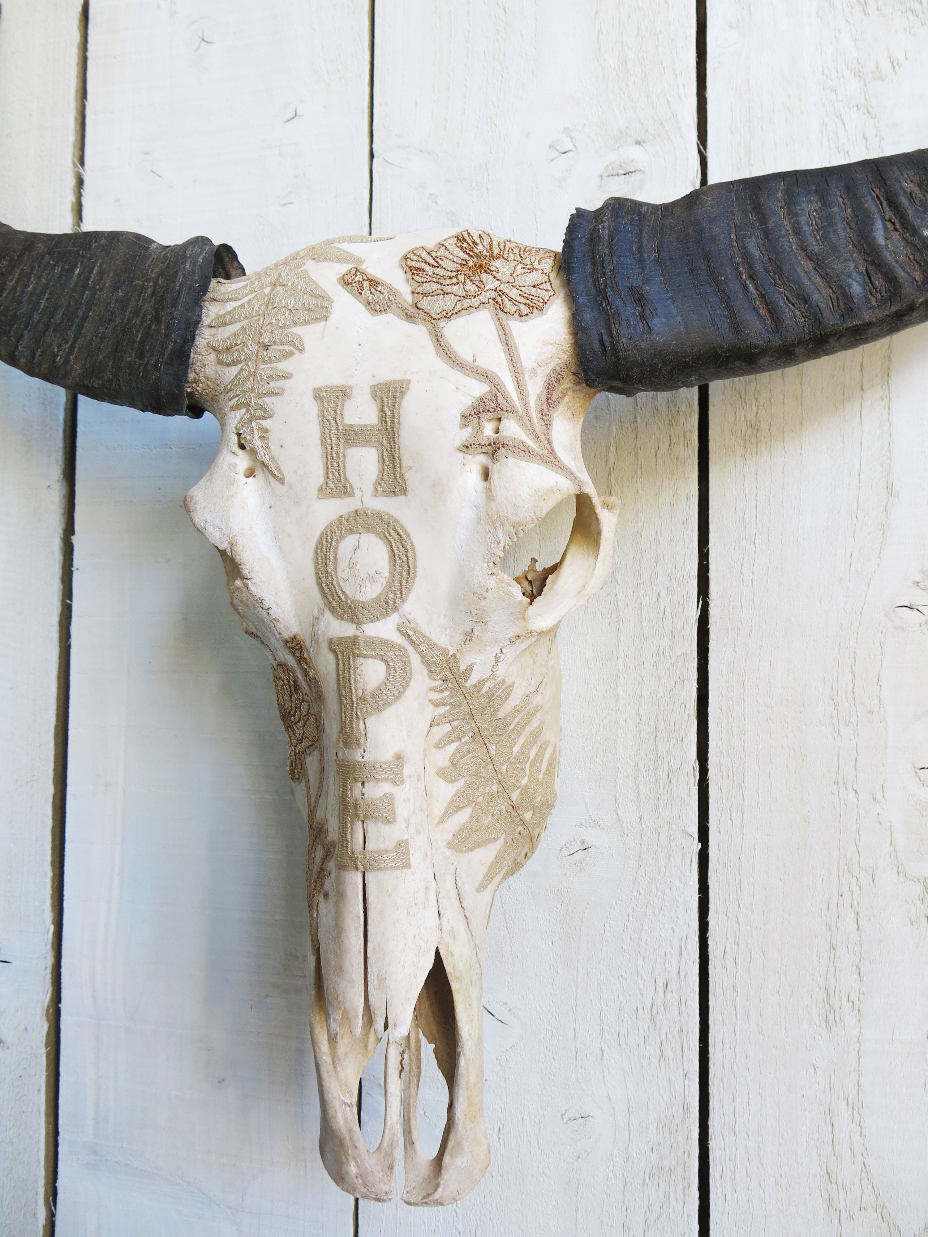 Art Deco Beaded Buffalo Skull Wall Art Denim And Bone Denim And Bone   IMG 1216 