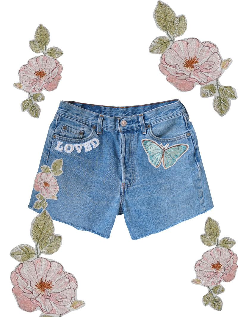 'Loved' Embroidered vintage shorts - XS-S