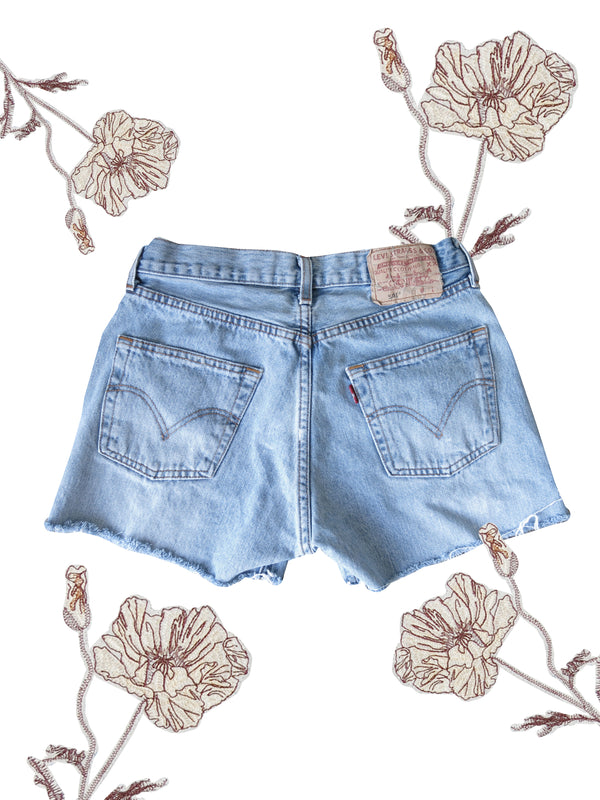 'Peace and Love' Embroidered vintage shorts - XS-S
