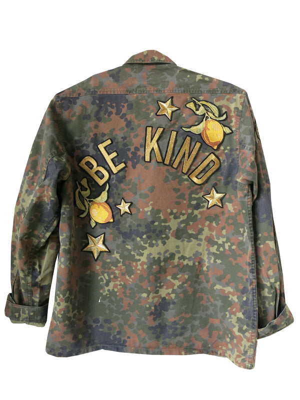 'Be Kind' Embroidered Camo Jacket