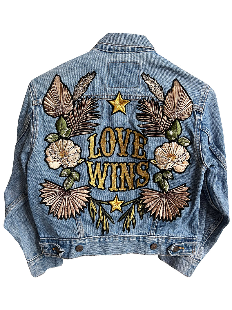 Love Wins, Embroidered Denim Jacket - XS/S