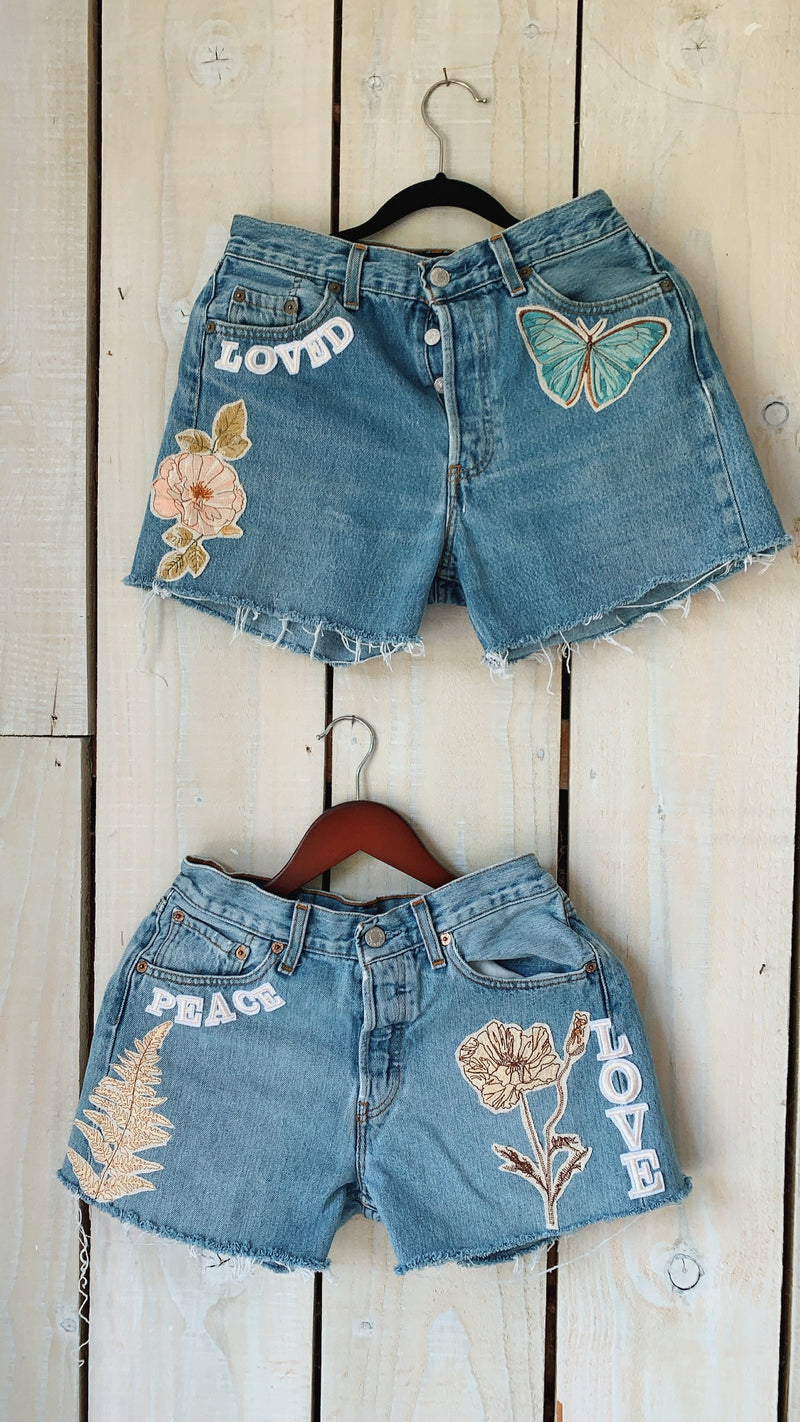 'Loved' Embroidered vintage shorts - XS-S