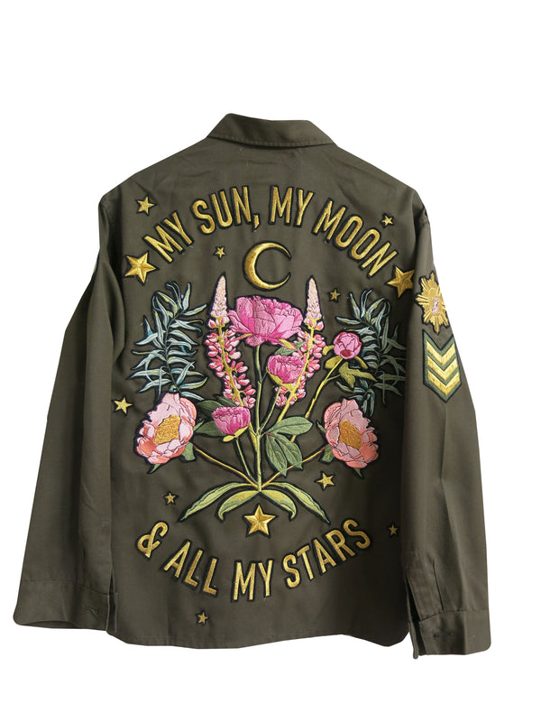 ‘My Sun My Moon’ Embroidered Khaki Jacket