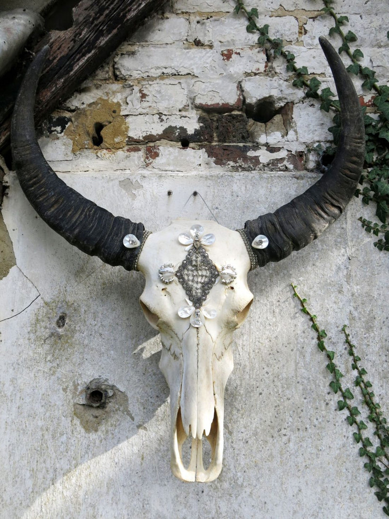 Iridescent Beaded Buffalo Skull